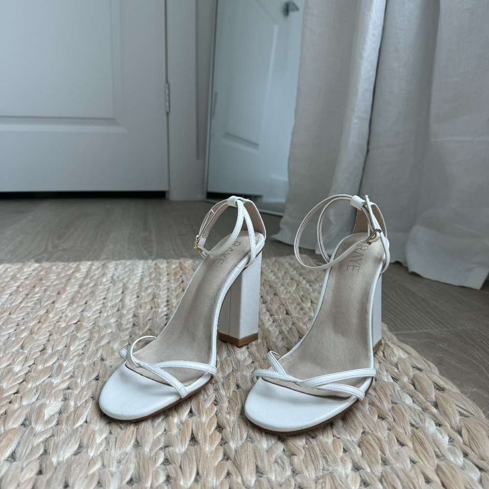 RAYE White Block Heel Strappy Sandals - Picture 3 of 6
